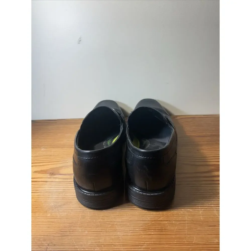Bostonian Men Size 9 Dress Shoes Black Leather Pull On Buckle Top Loafer 21938
